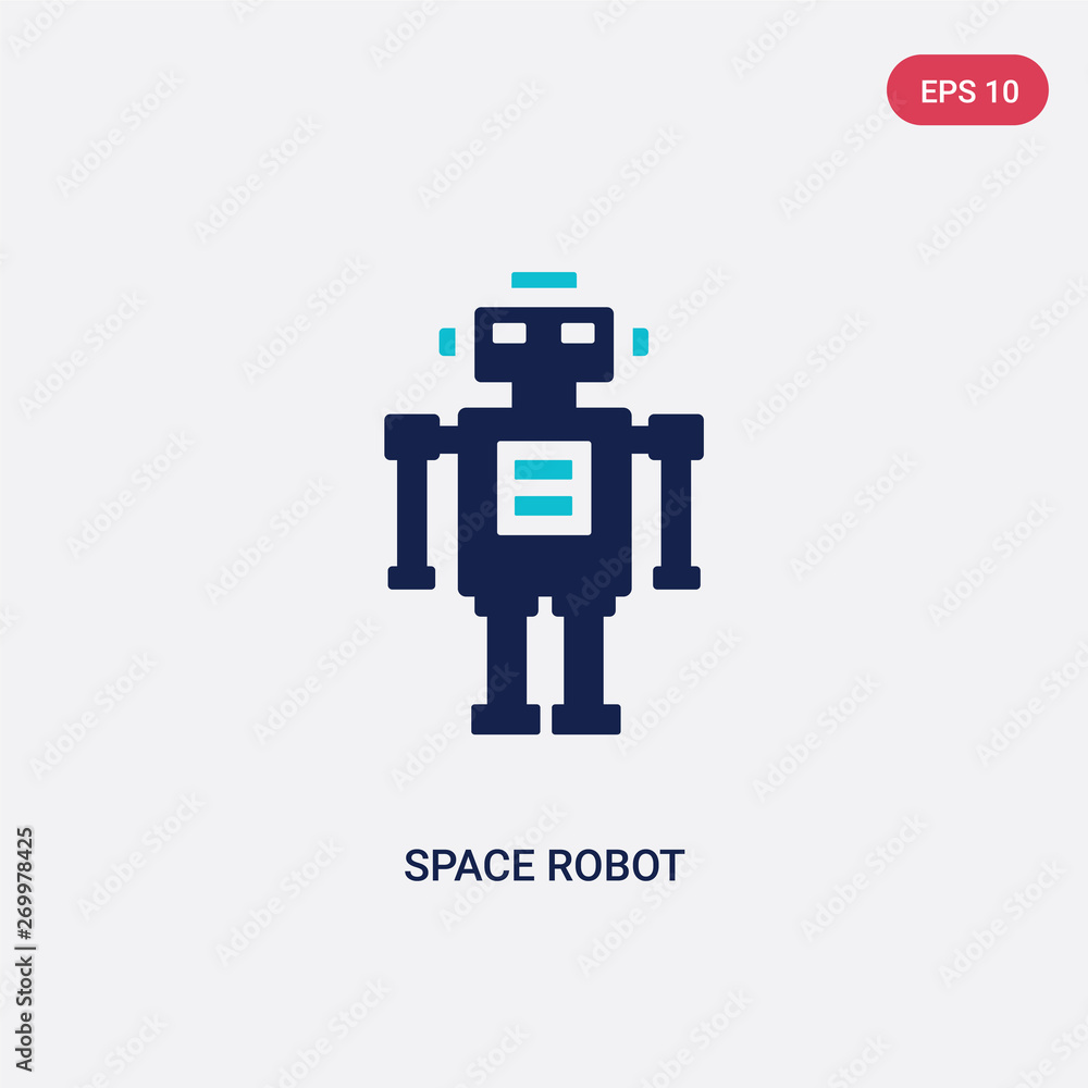 Poster two color space robot vector icon from astronomy concept. isolated blue space robot vector sign symb