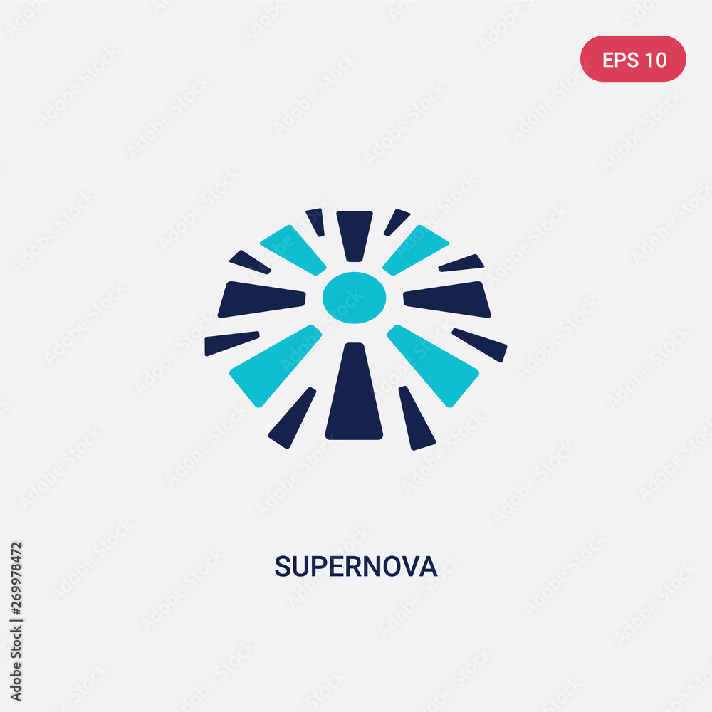 Poster two color supernova vector icon from astronomy concept. isolated blue supernova vector sign symbol c
