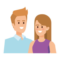 business couple avatars characters vector illustration