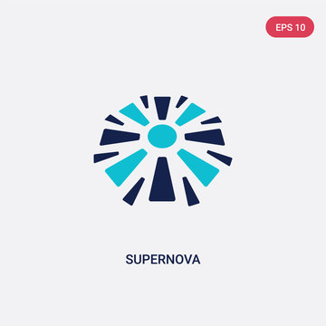 Two Color Supernova Vector Icon From Astronomy Concept. Isolated Blue Supernova Vector Sign Symbol Can Be Use For Web, Mobile And Logo. Eps 10