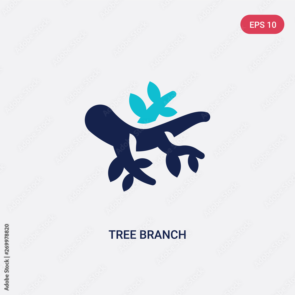 Poster two color tree branch vector icon from autumn concept. isolated blue tree branch vector sign symbol 