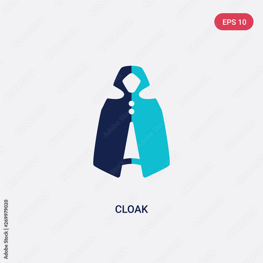 Poster two color cloak vector icon from autumn concept. isolated blue cloak vector sign symbol can be use f