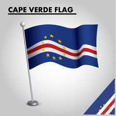 CAPE VERDE flag icon. National flag of CAPE VERDE on a pole