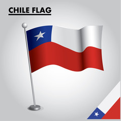 CHILE flag icon. National flag of CHILE on a pole