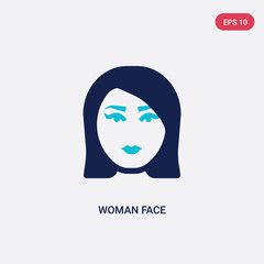 two color woman face vector icon from beauty concept. isolated blue woman face vector sign symbol can be use for web, mobile and logo. eps 10