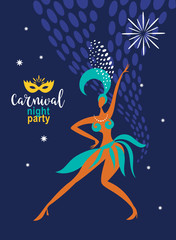 Traditional Brazilian Carnival, Festa Junina, Carnaval night party poster design