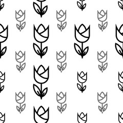 Tulip Icon Seamless Pattern, Flower Icon