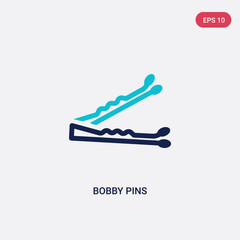 two color bobby pins vector icon from beauty concept. isolated blue bobby pins vector sign symbol can be use for web, mobile and logo. eps 10