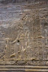 Life-size depiction of Horus in the temple in Edfu