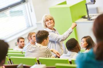 Lehrerin und Studenten in einem Seminar