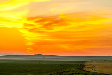 Obraz premium Sunrise in Yambol, Bulgaria, morning sun