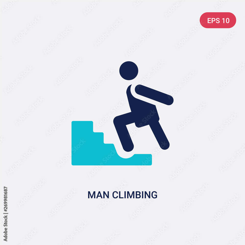 Aufkleber two color man climbing vector icon from behavior concept. isolated blue man climbing vector sign sym