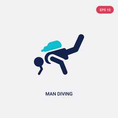 two color man diving vector icon from behavior concept. isolated blue man diving vector sign symbol can be use for web, mobile and logo. eps 10