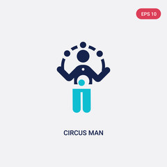 two color circus man vector icon from behavior concept. isolated blue circus man vector sign symbol can be use for web, mobile and logo. eps 10