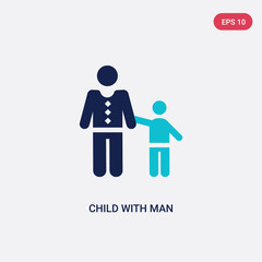 two color child with man vector icon from behavior concept. isolated blue child with man vector sign symbol can be use for web, mobile and logo. eps 10