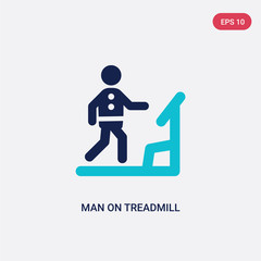 two color man on treadmill vector icon from behavior concept. isolated blue man on treadmill vector sign symbol can be use for web, mobile and logo. eps 10