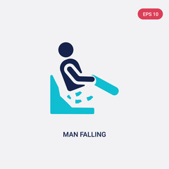 two color man falling vector icon from behavior concept. isolated blue man falling vector sign symbol can be use for web, mobile and logo. eps 10