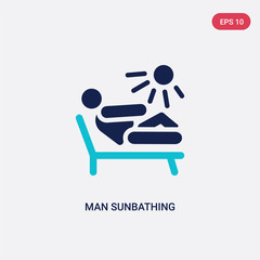 two color man sunbathing vector icon from behavior concept. isolated blue man sunbathing vector sign symbol can be use for web, mobile and logo. eps 10