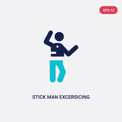 two color stick man excersicing vector icon from behavior concept. isolated blue stick man excersicing vector sign symbol can be use for web, mobile and logo. eps 10