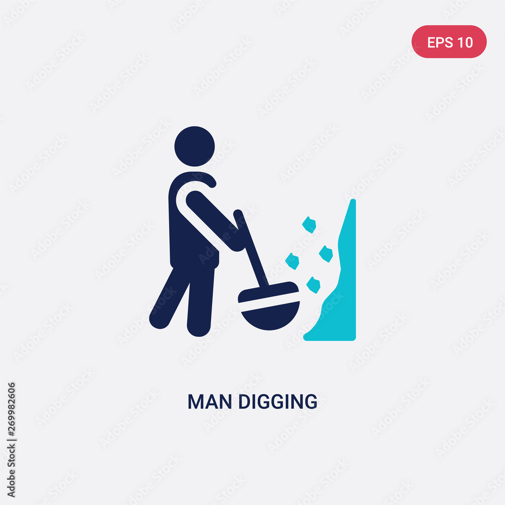 Aufkleber two color man digging vector icon from behavior concept. isolated blue man digging vector sign symbo