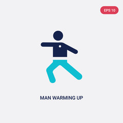 two color man warming up vector icon from behavior concept. isolated blue man warming up vector sign symbol can be use for web, mobile and logo. eps 10