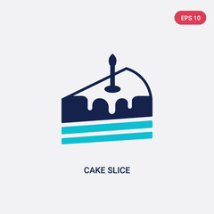 two color cake slice vector icon from birthday party and wedding concept. isolated blue cake slice vector sign symbol can be use for web, mobile and logo. eps 10