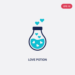 two color love potion vector icon from birthday party and wedding concept. isolated blue love potion vector sign symbol can be use for web, mobile and logo. eps 10