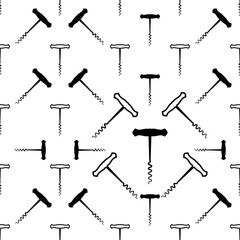 Corkscrew Opener Icon Seamless Pattern
