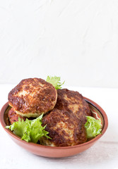 Homemade meatballs isolated on white background.