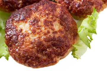 Homemade meatballs isolated on white background.