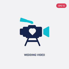 two color wedding video vector icon from birthday party and wedding concept. isolated blue wedding video vector sign symbol can be use for web, mobile and logo. eps 10