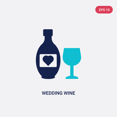 two color wedding wine vector icon from birthday party and wedding concept. isolated blue wedding wine vector sign symbol can be use for web, mobile and logo. eps 10