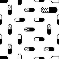 Capsule Pill Icon Seamless Pattern, Medicine Capsule Pill Icon, Pharmaceutical Dosage