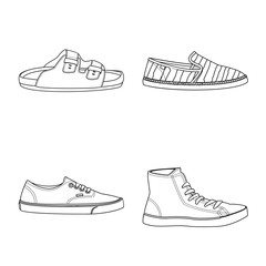 Vector design of shoe and footwear symbol. Collection of shoe and foot vector icon for stock.