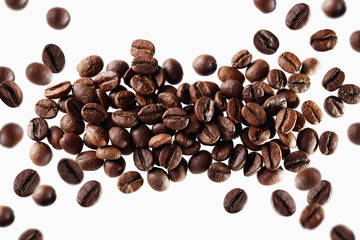 Roasted Coffee Beans In The Air