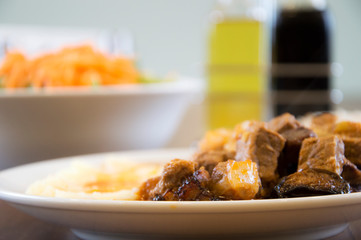 Turkish eggplant dish with,rice and salad