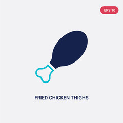 two color fried chicken thighs vector icon from bistro and restaurant concept. isolated blue fried chicken thighs vector sign symbol can be use for web, mobile and logo. eps 10