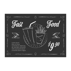 Fast Food vintage vector banner on the chalkboard - Vector