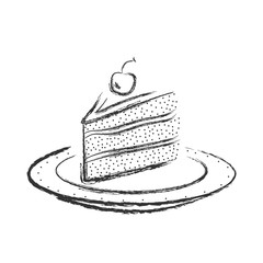 Cake on a plate. Vector drawing - Vector