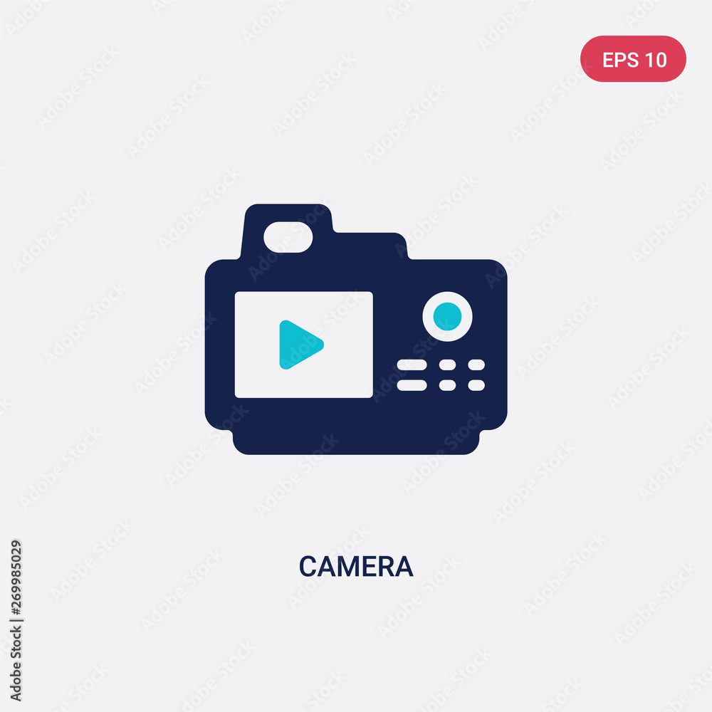 Poster two color camera vector icon from blogger and influencer concept. isolated blue camera vector sign s