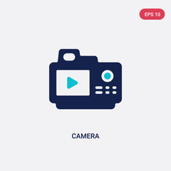 two color camera vector icon from blogger and influencer concept. isolated blue camera vector sign symbol can be use for web, mobile and logo. eps 10