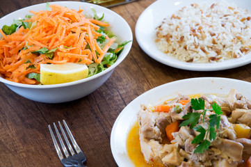 Turkish chicken saute with Turkish Salad and rice