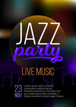 Vertical dark music jazz background with graphic elements and text