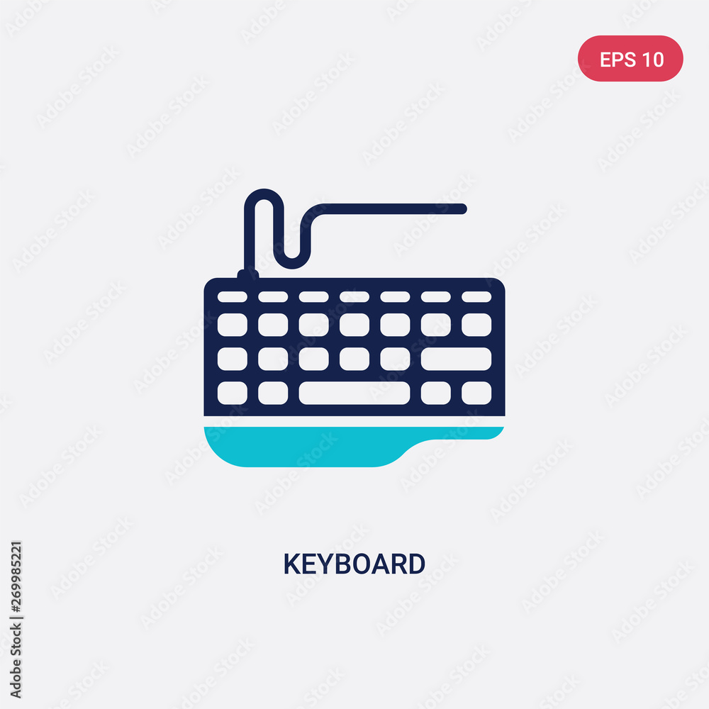 Poster two color keyboard vector icon from blogger and influencer concept. isolated blue keyboard vector si