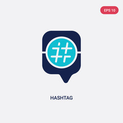 two color hashtag vector icon from blogger and influencer concept. isolated blue hashtag vector sign symbol can be use for web, mobile and logo. eps 10
