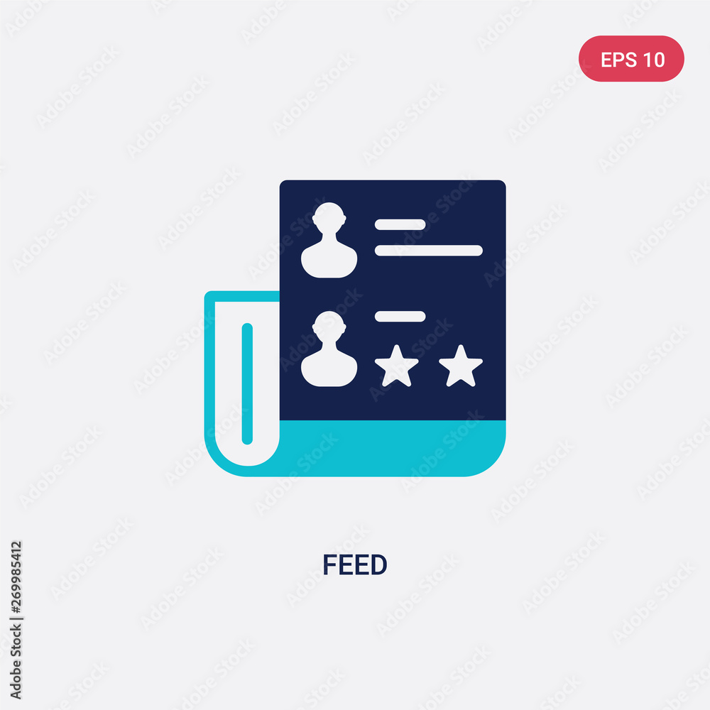 Poster two color feed vector icon from blogger and influencer concept. isolated blue feed vector sign symbo