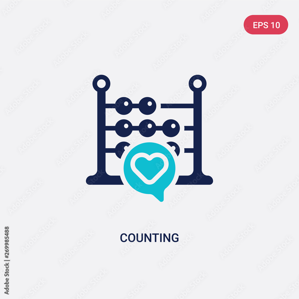 Poster two color counting vector icon from blogger and influencer concept. isolated blue counting vector si