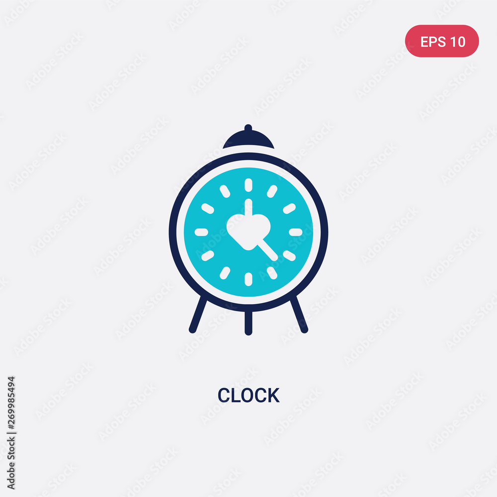 Poster two color clock vector icon from blogger and influencer concept. isolated blue clock vector sign sym