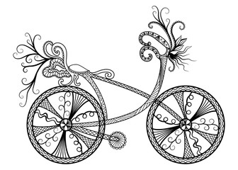 Silhouette vintage bicycle on white background. Vector. EPS 10
