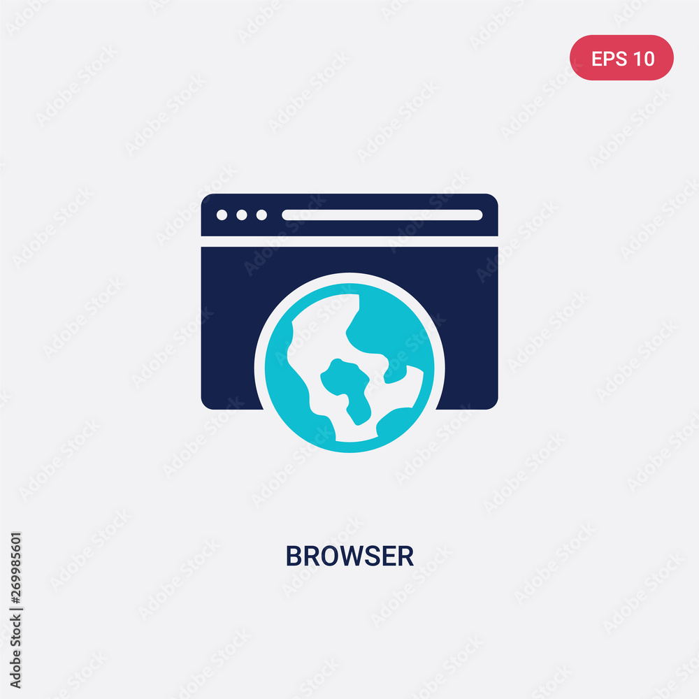 Poster two color browser vector icon from blogger and influencer concept. isolated blue browser vector sign